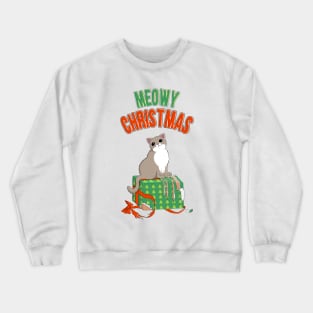 Meowy Christmas Cat Clawed Present Crewneck Sweatshirt